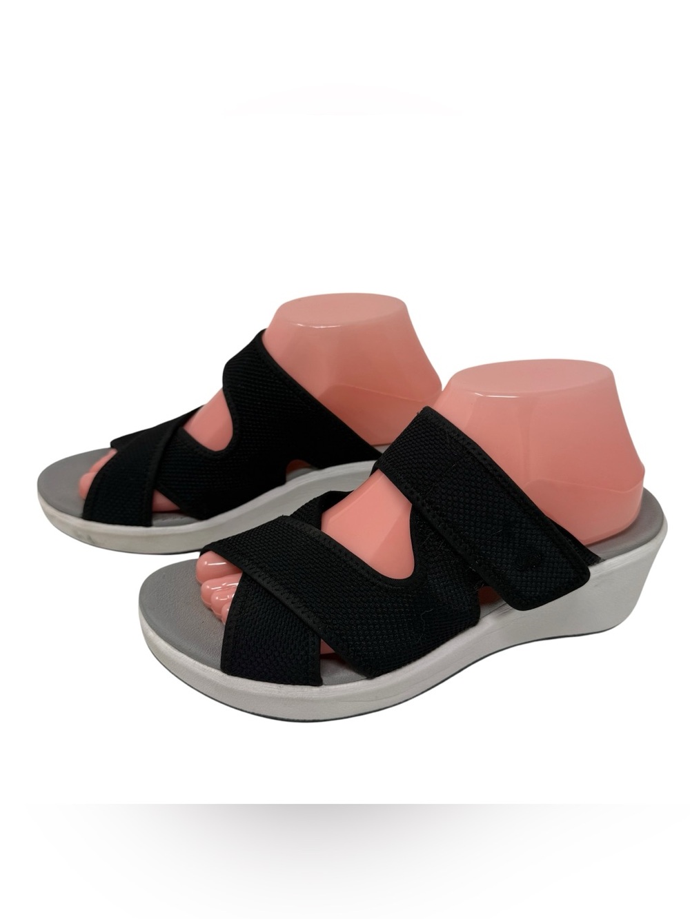 Cloudsteppers By Clarks Cali Reef Wedge Sandals Womens Size 9 Black